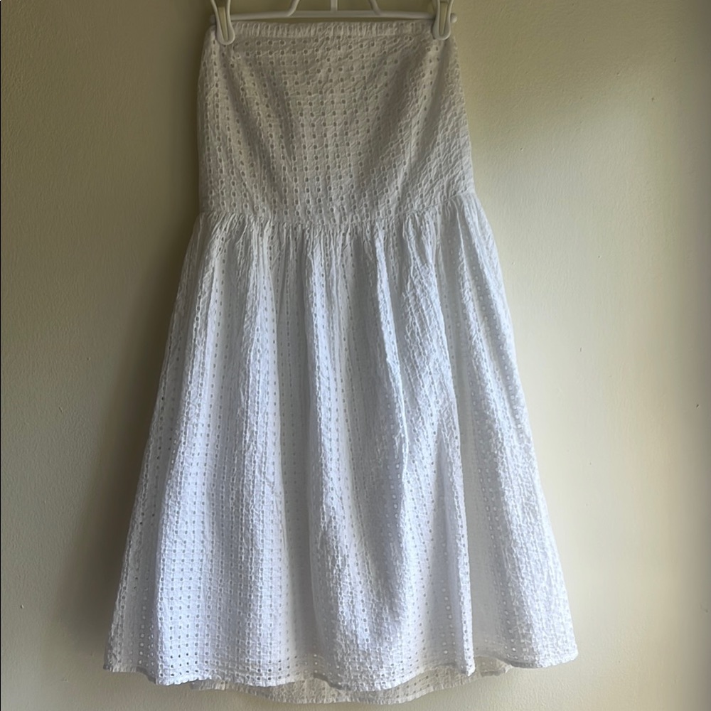 White Eyelet Strapless Dress